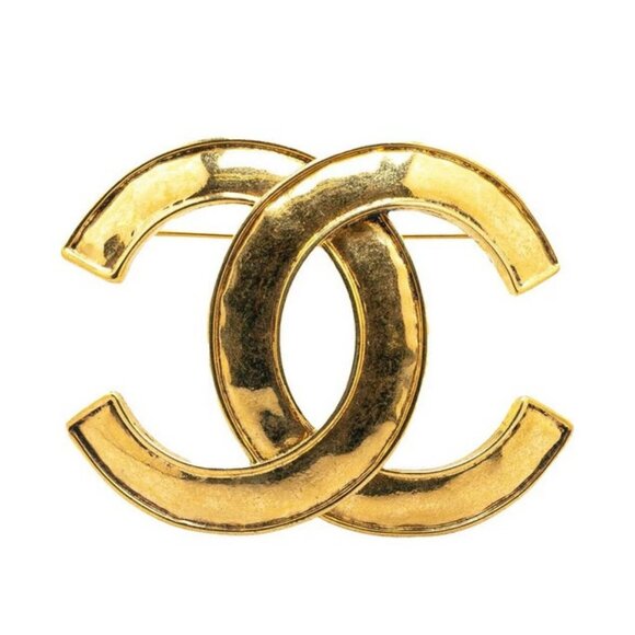 CHANEL CC Logo Vintage Brooch Gold Tone Pin 94P Auth w/Box #94223 - Picture 1 of 6
